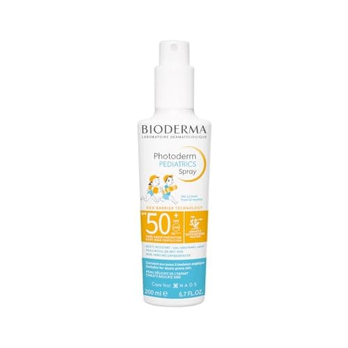 Image of Bioderma Photoderm Pediatrics Spray SPF50+ multi-resistant, non-greasy sunscreen for children over 12 months.