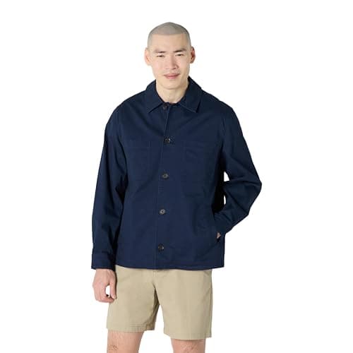 Image of Amazon Essentials Men's Relaxed-Fit Stretch Cotton Utility Jacket, Navy, L