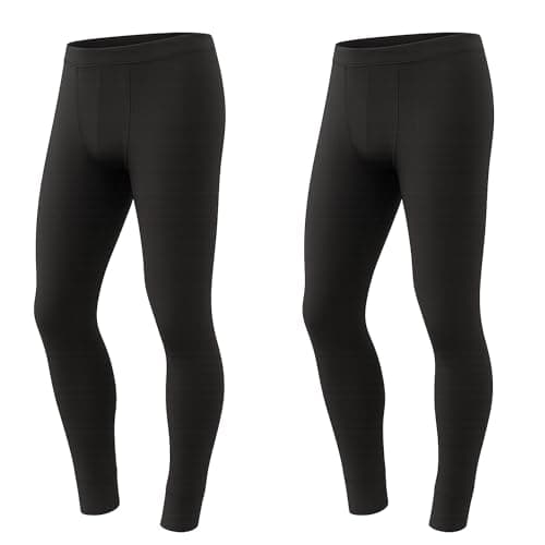 Image of Deck and Beach Pack of 2 Men’s Thermal Long Johns – Warm Base Layer Underwear Trousers, Soft Cotton-Blend Comfort Fit (UK, Alpha, XL, Regular, Regular, Black)