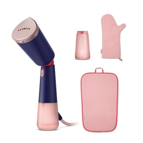 Image of Philips 5000 Series Handheld Garment Steamer — Ready to use in seconds; Powerful 24 g/min Steam; 120 ml + 200 ml Tanks; GlovePouch + StyleMat — Marine Blue — STH5030/20