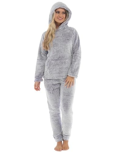 Image of Slumber Hut Ladies Long Pile Fleece Lounge Set LN1730 Purple 16-18