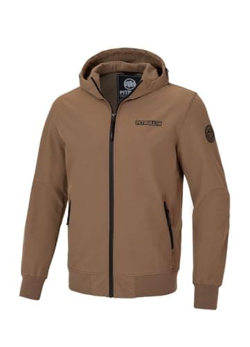 Image of Pitbull Men's Softshell Hooded Jacket Waterproof Windbreaker Pit Bull West Coast Midway II Training Jacket Sweat Jacket Transition Jacket, Coyote brown, S