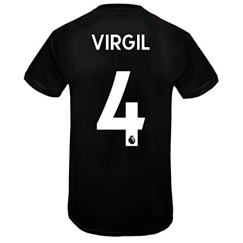 Image of Liverpool FC Boys Virgil 4 Poly T-Shirt Black Red Stripe 8-9 Yrs