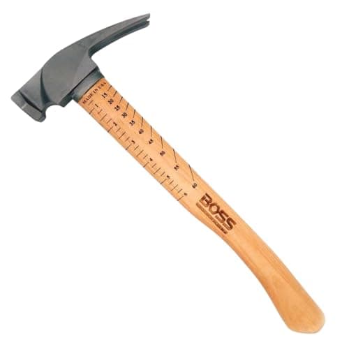Image of Boss Hammer 12 oz. Ti64 Construction Grade Titanium Hammer - Tennessee Hickory Handle - Framing Square, Rip Claw Design, Magnetic Nail Starter, Milled Face - Made in the USA - BH12TIHI16M