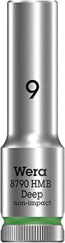 Image of Wera 05004531001 8790 HMB Deep Socket, Green, 9.0 mm