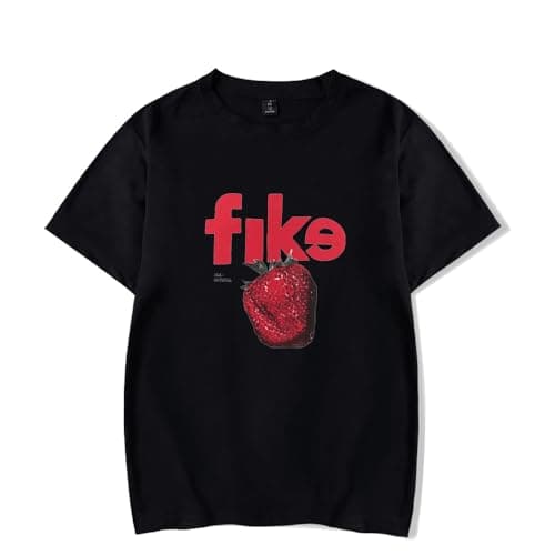 Image of Dominic Fike Strawberry T-Shirt Women Men Casual Crewneck Short Sleeve Fashion Retro Classic Tee Hiphop Style (L,Black)