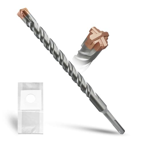 Image of METOTY SDS Plus Hammer Drill Bit 18mm×260mm, with 4 Carbide Cutting Edges, Head with Coating, Masonry Drill, Hammer Drill, Concrete Drill, for Stone, Concrete, Natural Stone, Brick Wall