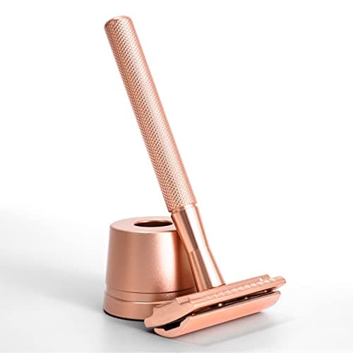 Image of Safety Razor for Men and Women with Razor Stand,All Double Edge Razor Blades Lady Razor Eco-Friendly Zero Waste Beauty Environmentally,Rose gold