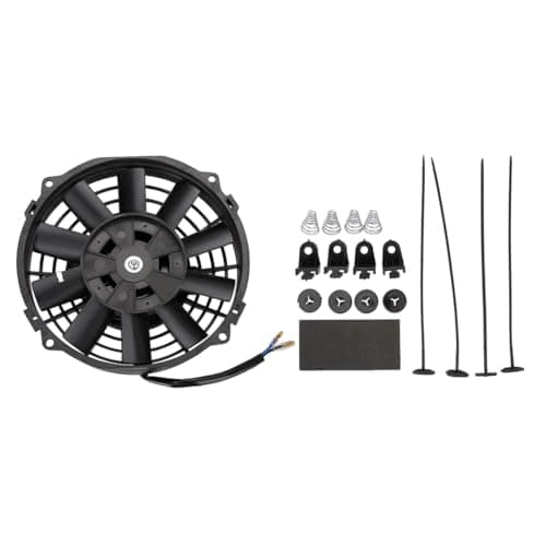 Image of Nicear 7" 12v 80w Slim Electric Radiator Cooling Fan - Universal Curved Blade Engine Fan With Mounting Kit Abs Black For Cars Trucks Hvac Systems