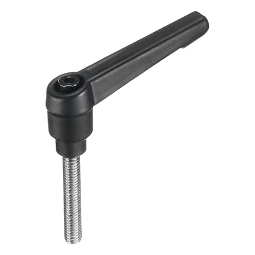 Image of sourcing map Adjustable Clamping Lever Handle M6 x 35mm Metric 304 Stainless Steel Male Threaded Stud Hand Knobs Push Button Ratchet Rotating Screw Handles Bolts with Locking Lever Black