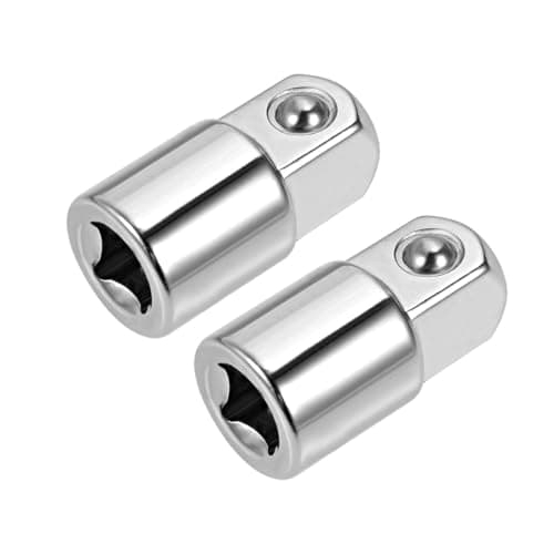 Image of sourcing map 2pcs 1/4" Drive (F) x 3/8" (M) Socket Reducer Adapters, Female to Male, Cr-V Steel(Silver)