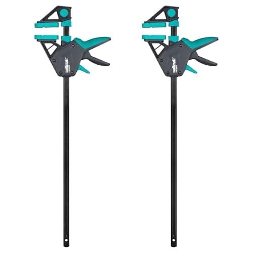 Image of wolfcraft 2 one Hand Clamps PRO Ergo - Clamping Pressure 150 kg - 8672060 -The Convenient clamp for All-Round use - 450 mm Clamping Width -Made in Europe