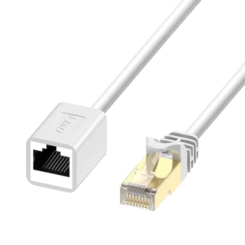 Image of J&D Ethernet Extension Cable (1-Pack), RJ45 Cords Shielded Male to Female Cat 6 Ethernet Extender Cable Adapter Support Cat6 / Cat5e / Cat5 Standards, 1.8 Meter, White