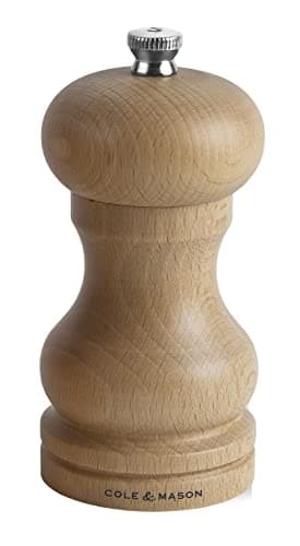 Image of Cole & Mason Beech Capstan A4 Salt Mill, 120mm Adjustable Grind Ceramic Precision+ Mechanism, Beech Wood, Single, Includes 1 x Salt Grinder
