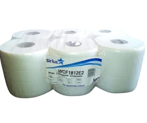 Image of 6 x White Centrefeed Embossed 2ply Paper Towel 85M PER ROLL