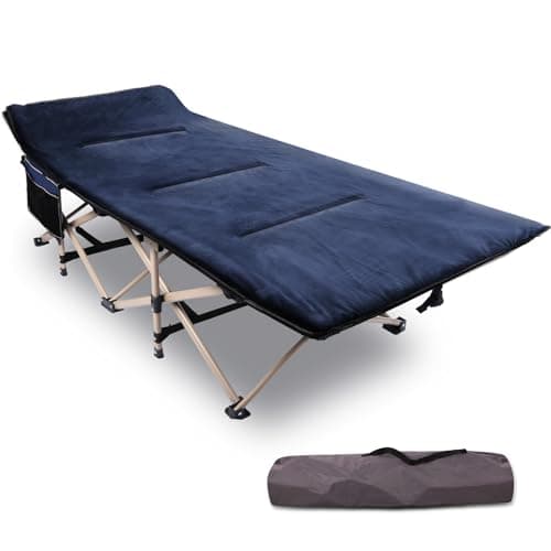 Image of REDCAMP Folding Camp Beds for adults with Soft Mattress support 500 lbs, 28" Extra Wide Heavy Duty Sturdy Camping Bed Portable, Stronge Thicker Tubes Sleeping Cot Outdoor Travel Office (Blue)