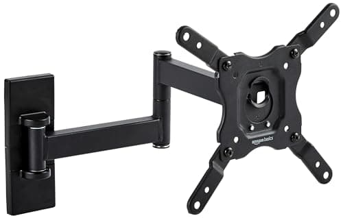 Image of Amazon Basics TV Wall Mount, Full Motion, Swivelling Tilting TV Bracket for 12-40 Inch Flat and Curved TV or Monitor up to 36 kg, TV Stand, Max VESA 200 x 200 mm, Black