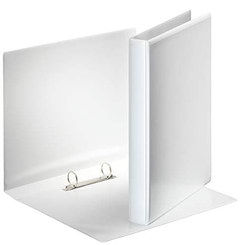 Image of Esselte Presentation Ring Binder with Pockets, A4, Pack of 10, Ring Binder with 2 Round Rings, 25 mm, PP, White, 49708
