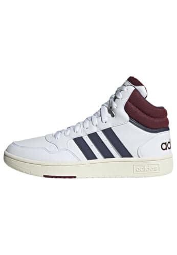 Image of adidas Men's Hoops 3.0 Mid Lifestyle Basketball Classic Vintage Shoes, Cloud White Shadow Navy Shadow Red, 8 UK