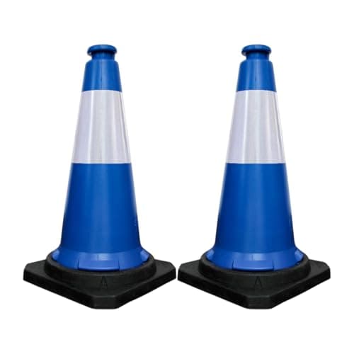 Image of Berry 750MM Traffic Safety Cone | High Visibility Blue Road Cone with Reflective Collar | PPC Parking Cone with Black Base | Portable Traffic Delineator for Roads, Parking & Events - Set of 2