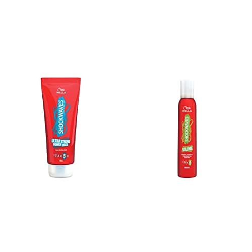 Image of Wella Shockwaves Ultra Strong Power Hold Gel, 200ml & Shockwaves Volume Mousse, 200ml