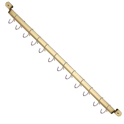 Image of Kyraton Kitchen Utensil Rack, With Gold Titanium Plating,Rail Organizer for Hanging Knives,Wall Mounted Gourmet Rail with 14 Hooks