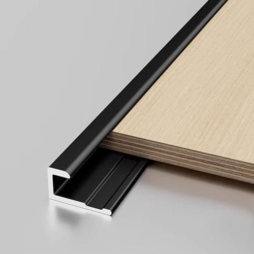 Image of Aluminum Alloy Edge Trim Metal Profile Strip C-Shaped Embedded Tile Corner Guard Waterproof Decorative Strip for Cabinet Table Partition & Step Tread(Black,12mm L3m/9.8ft)