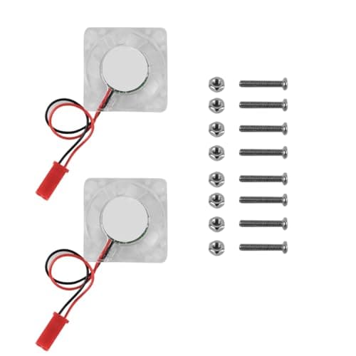 Image of DollaTek 2-Pack 30mm Silent Brushless Cooling Fan For Raspberry Pi 5/4b/3b+/3b/2b+ 5v Dc Ultra-Quiet Fan With Blue Lcd Noise 18db Mounting Screws Included