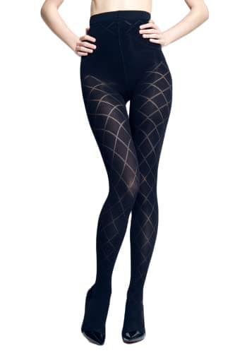 Image of SENTELEGRI Mega beautiful semi opaque patterned tights 40 Denier 3D (as8, alpha, x_l, plus, regular, Black, Xlarge)