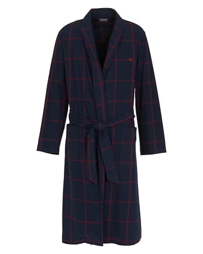 Image of Emporio Armani MAN'S TARTAN FLANEL DRESSING GOWN BLUE L/XL