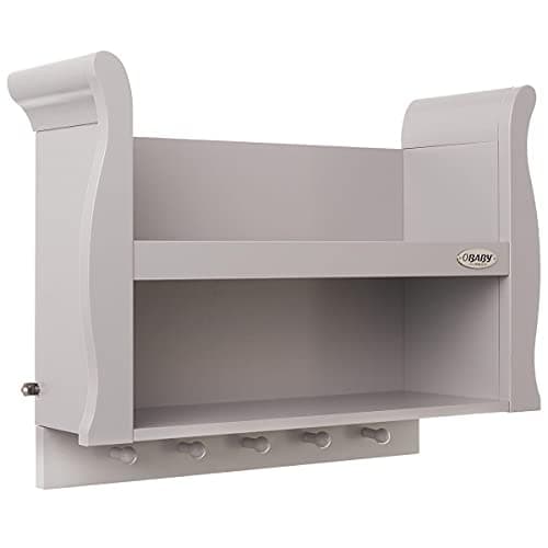 Image of Obaby Stamford Sleigh Shelf – Grey Nursery Wall Shelf with Sleigh Design, Storage & Display