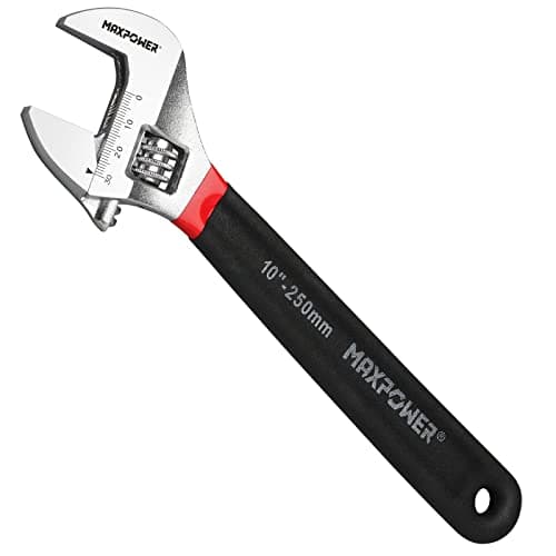 Image of MAXPOWER Adjustable Spanner 250mm (10-Inch), Adjustable Wrench Shifter Spanners with Soft Grip and Dual Scale SAE and Metric
