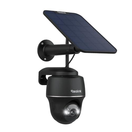 Image of Reolink Security Camera Outdoor Wireless, Argus PT 5MP+Solar Panel with 360° Pan-Tilt View, 2K Night Vision, 2.4/5Ghz WiFi, Solar Security Camera with Person/Vehicle Detection, Two-Way Audio, Black