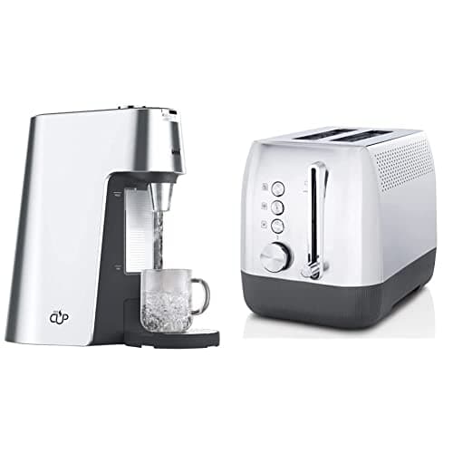 Image of Breville VKT111 HotCup Hot Water Dispenser,2.0 Litre, Silver & Edge Deep Chassis 2-Slice Toaster | Toasts All the Way to the Top | Brushed Stainless Steel [VTT981]