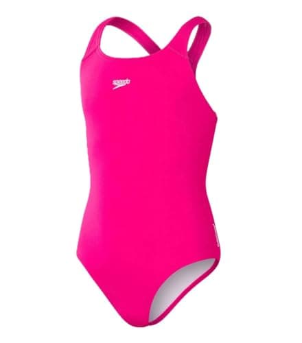 Image of Speedo Girls Eco Endurance+ Medalist Swimsuit | Chlorine Resistance | Recycled Fabric | Comfort Fit | Swimming Lessons | Swim Holiday Swimsuit Electric Pink