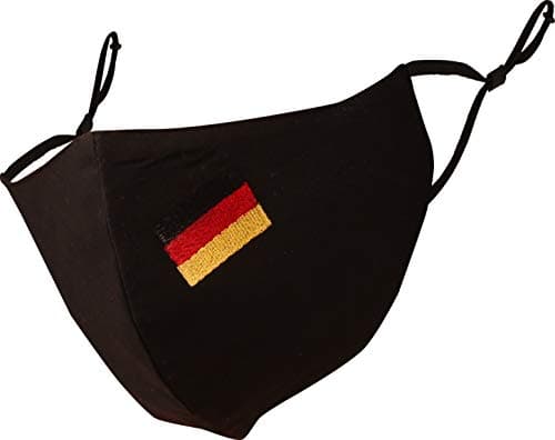 Image of Touchstone German Deutsch Flag embroidered 3 layer large size cotton face masks reusable machine washable adjustable for men, women. (Pack of 1). Black