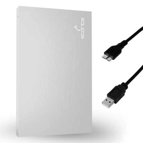 Image of Storite 2.5 Inch Portable External Hard Drive 1TB USB 3.0 Ultra Slim Aluminium HDD with 5.0 Gbps Data Transfer for PC, Mac, Laptop, Gaming Console, Desktop, Silver