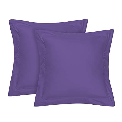 Image of Sourcingmap Pillow Shams Oxford Pillow Cases Egyptian Cotton 300 Thread Count Solid/Plain Pattern Set of 2 Lavender Square(46cm x 46cm)