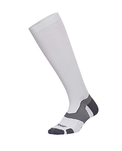Image of 2XU Unisex's Vectr Light Cushion Full Length Socks Compression, White/Grey, M1