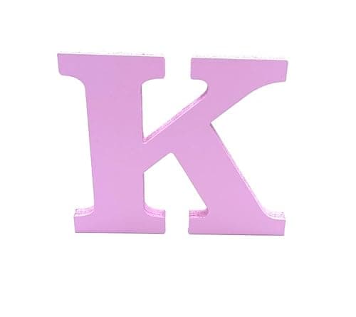 Image of Pink Wooden MDF Letter K - Size 8cm Tall - Free Standing Wooden Letters for Arts & Crafts Personalized Name Decor