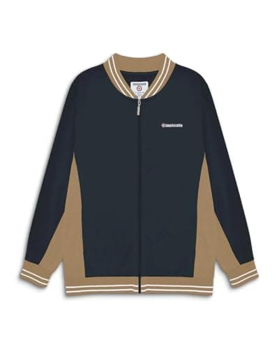 Image of Lambretta Mens Vintage Track Jacket Harrington Jacket - Navy/Cashew/White - L