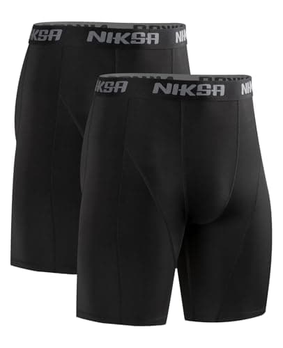 Image of Niksa Compression Shorts Men,2 Packs Anti Chafing Underwear Base Layer Shorts Quick-Drying Fabric Undershorts for Cycling Gym Running Sports Workout