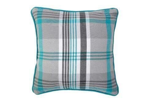 Image of INSAFIANS Tartan Check Cotton Cushion Covers (18" x 18", Teal)