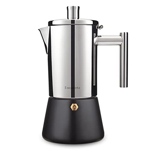 Image of Easyworkz Diego Stovetop Espresso Maker Stainless Steel Italian Coffee Machine Maker 4cup 200ml Induction Moka Pot
