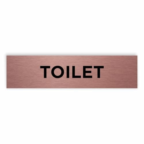 Image of Slimline Aluminium Toilet Door Sign from ViroDisplay® - Rigid Brushed Copper - 200 x 50mm - Durable Printed Surface - Self-Adhesive Fixing