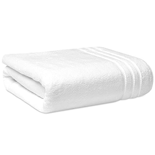 Image of Towelogy® Commercial Bath Sheets White (100x150cm) 100% Egyptian Cotton Large Bath Towels for Hospitality Use Gym Salon Spa & Hotels Bathroom (Dove White, 1)