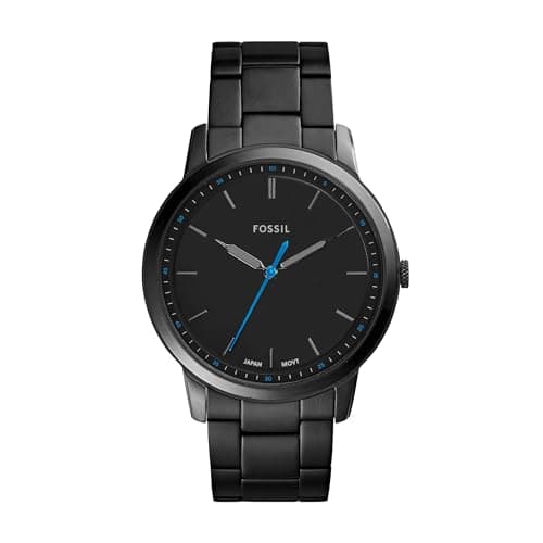 Image of Fossil Watch for Men The Minimalist, Quartz Movement, 44 mm Black Stainless Steel Case with a Stainless Steel Strap, FS5308