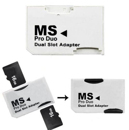 Image of FunDisc Micro SD SDHC Memory Card To DUAL SLOT Memory Stick MS PRO DUO Adapter For Sony Cyber shot Camera, Sony PlayStation PSP 1000 2000 3000 E1000 3001 3003 By UkMobileAccessories