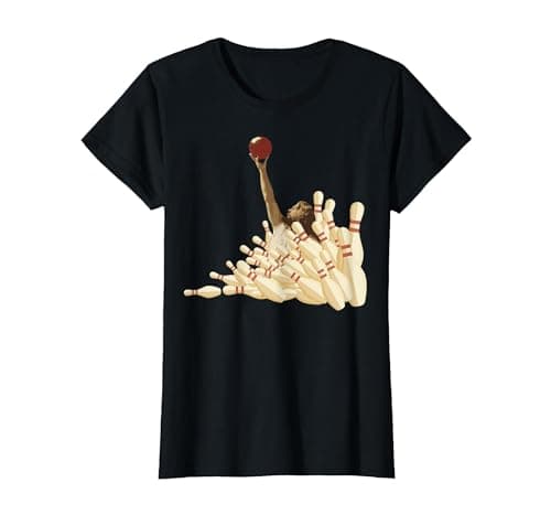 Image of The Big Lebowski Bowling Pins Portrait T-Shirt, Women, Black, Small
