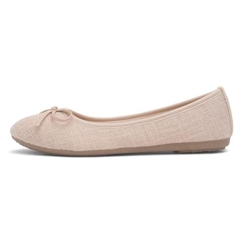 Image of Lilley Womens Beige Bow Ballerina Slip On Shoe - Size 6 UK - Beige